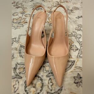 Mango Women's Beige Slingback Heels